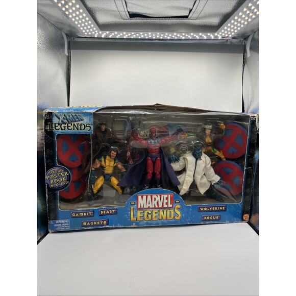 Marvel Legends X-Men Magneto Gambit Beast Wolverine Rogue 5pk 2003 DAMAGED BOX - Picture 1 of 13